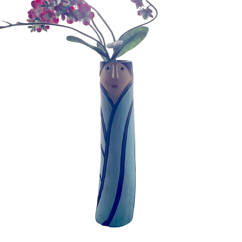 Bohemian Spring Family Bud Vase Two Tone Blue Person Unique Collectible